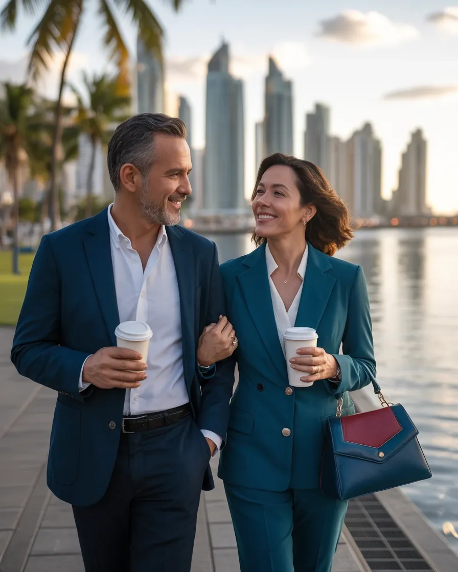 Una pareja camina por la Cinta Costera de Ciudad de Panamá